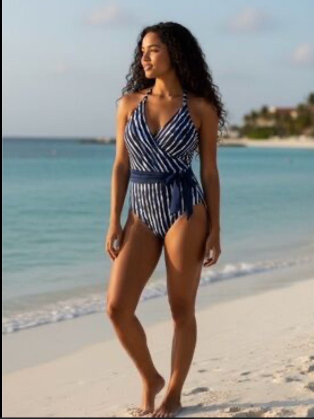 Nautica Swim Tummy Toner Wrap One-Piece Swimsuit Size M